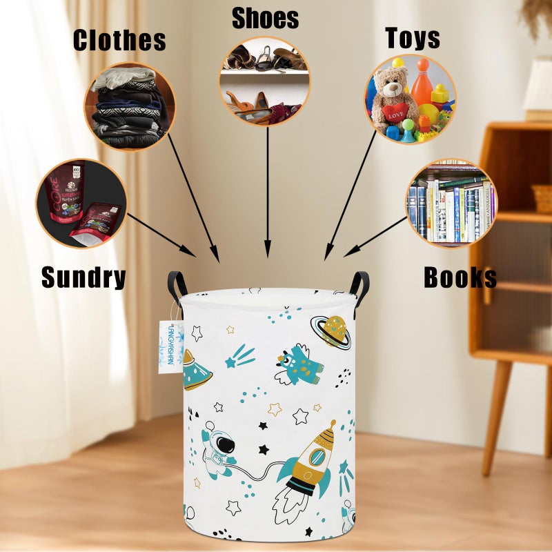 LANGYASHAN Laundry Basket Canvas Fabric Collapsible Organizer Basket for Storage Bin Toy Bins Gift Baskets Bedroom Clothes Children Nursery Hamper (Black diamond) - Image 4